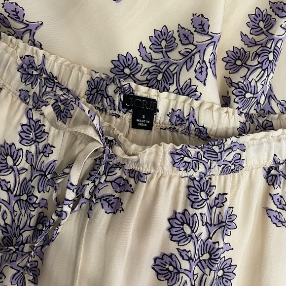 J. CREW New Soleil Pants Blooming Lilac Block Print Floral Elastic Waist Small - Picture 12 of 16